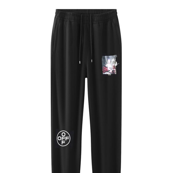 Off-White Black Casual Track Pants with Logo and Graphic Print Pants - Picture 1 of 8